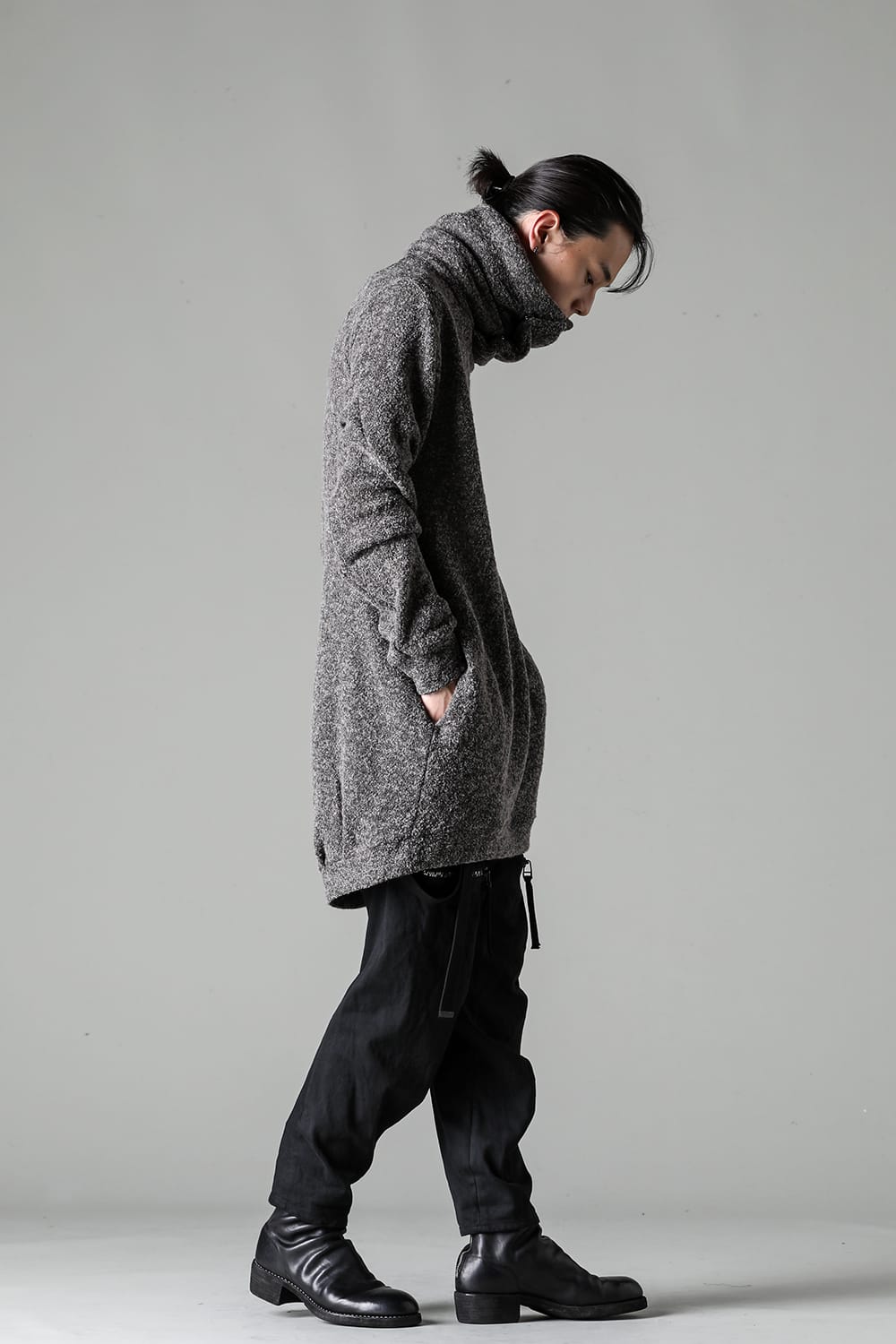 Slab Wool Knit High-Neck Pullover Gray