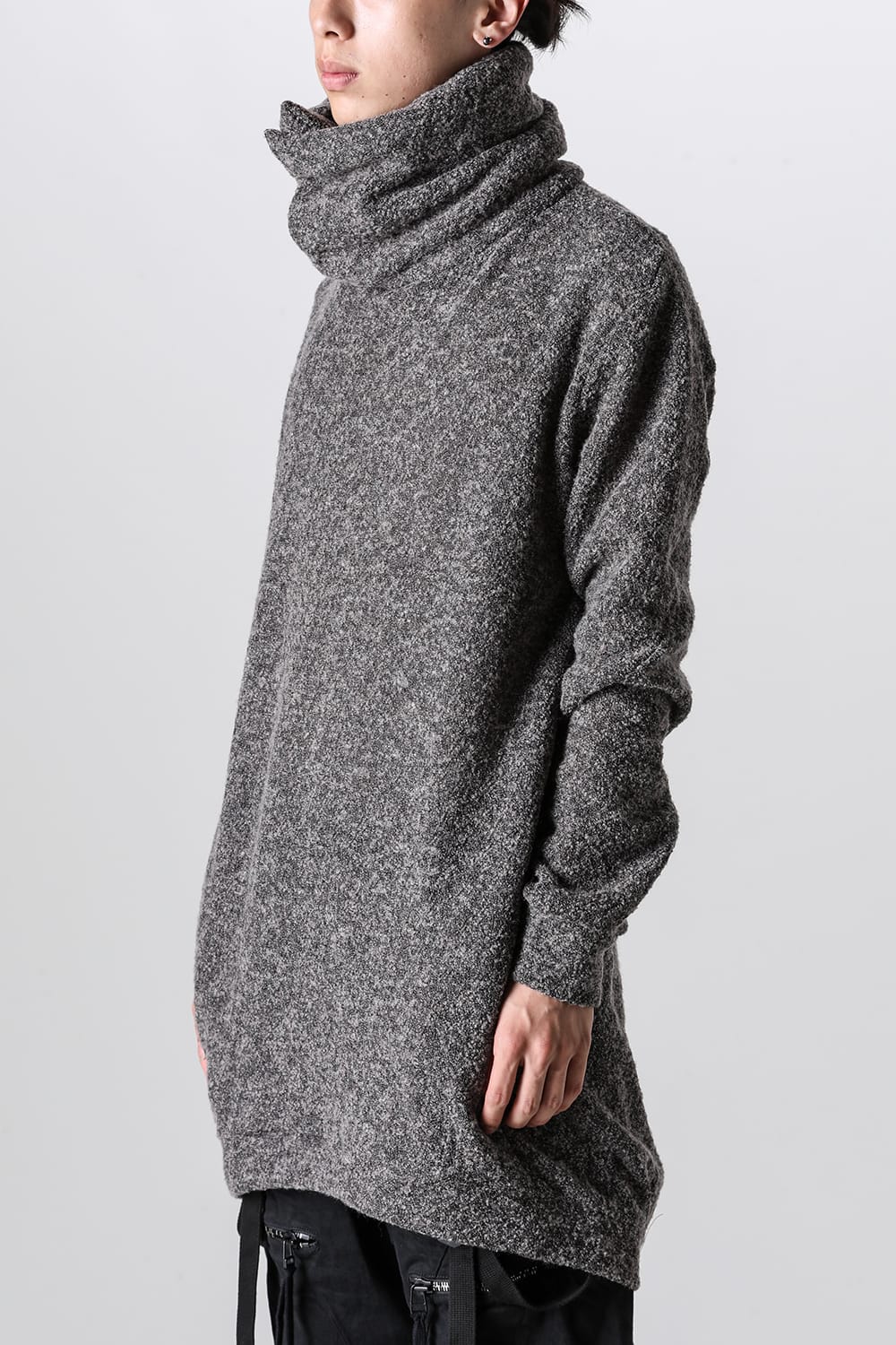 Slab Wool Knit High-Neck Pullover Gray