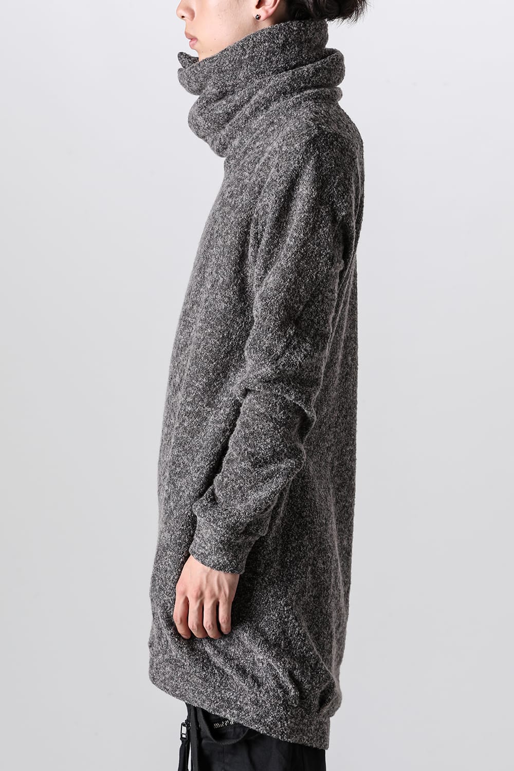 Slab Wool Knit High-Neck Pullover Gray