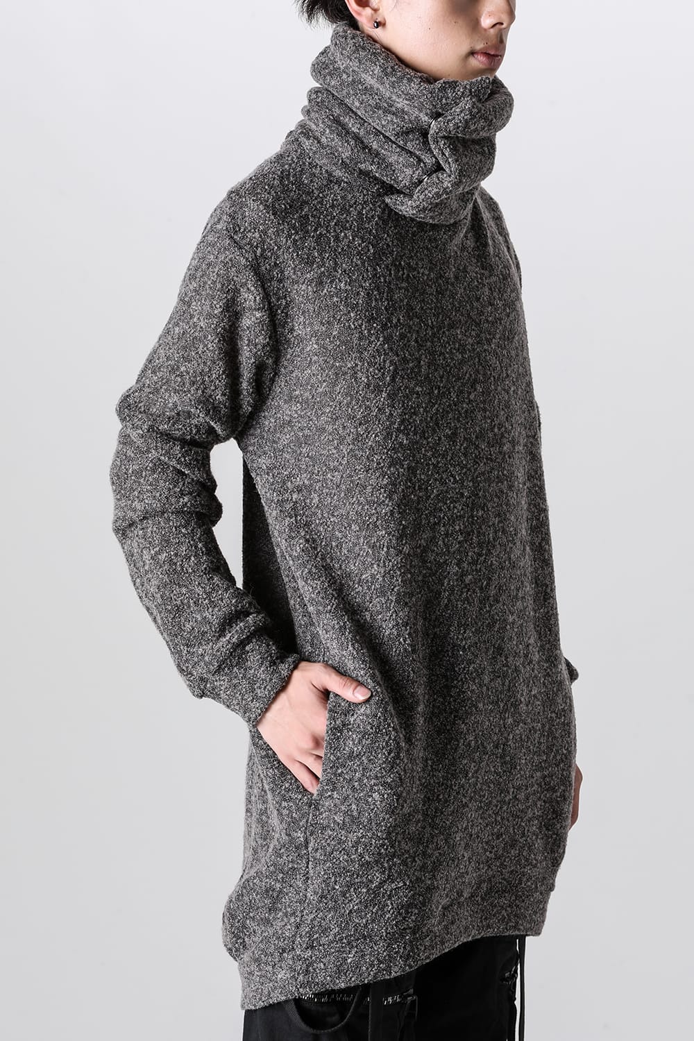 Slab Wool Knit High-Neck Pullover Gray