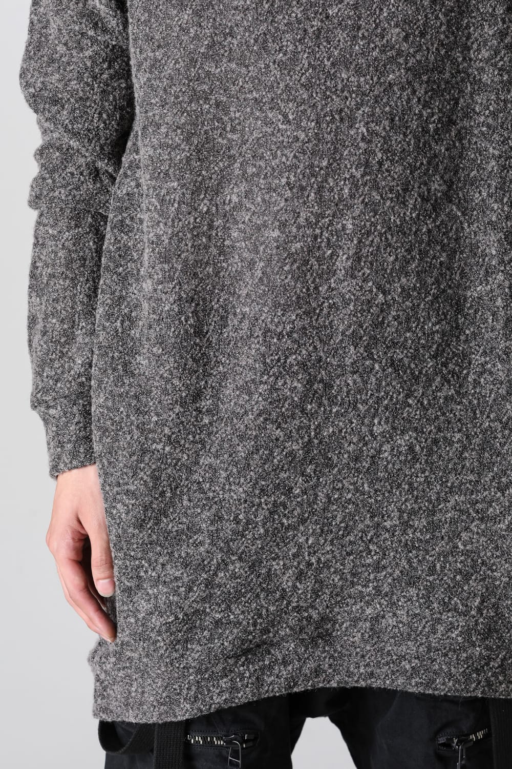 Slab Wool Knit High-Neck Pullover Gray