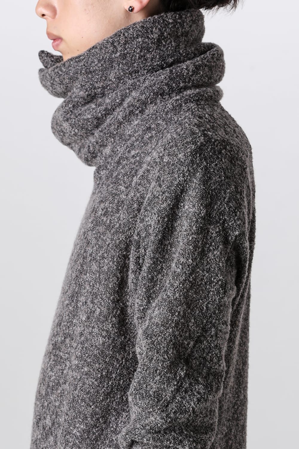 Slab Wool Knit High-Neck Pullover Gray