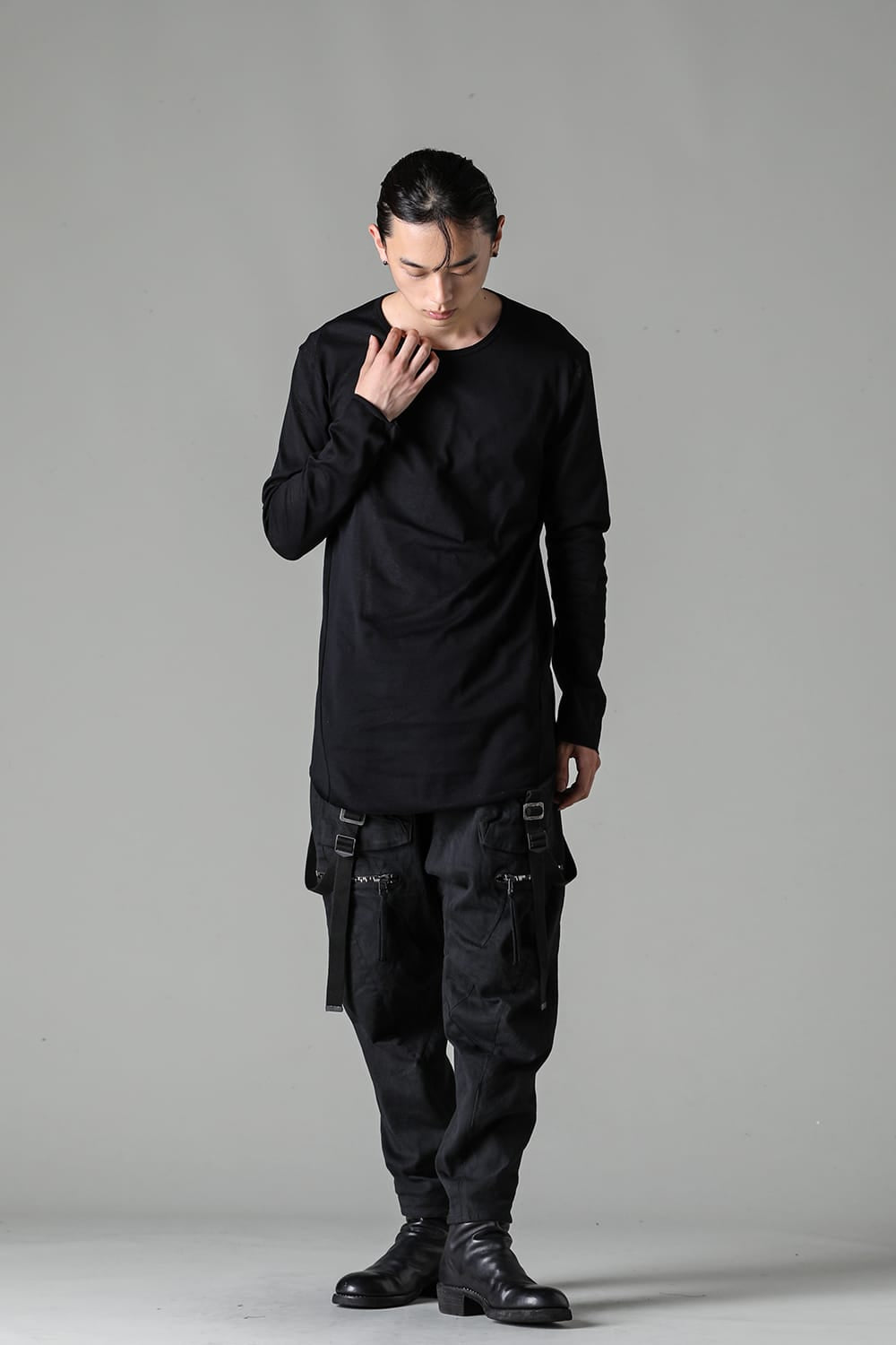 Low Gauge Cotton Jersey Long Sleeve T-Shirt Black