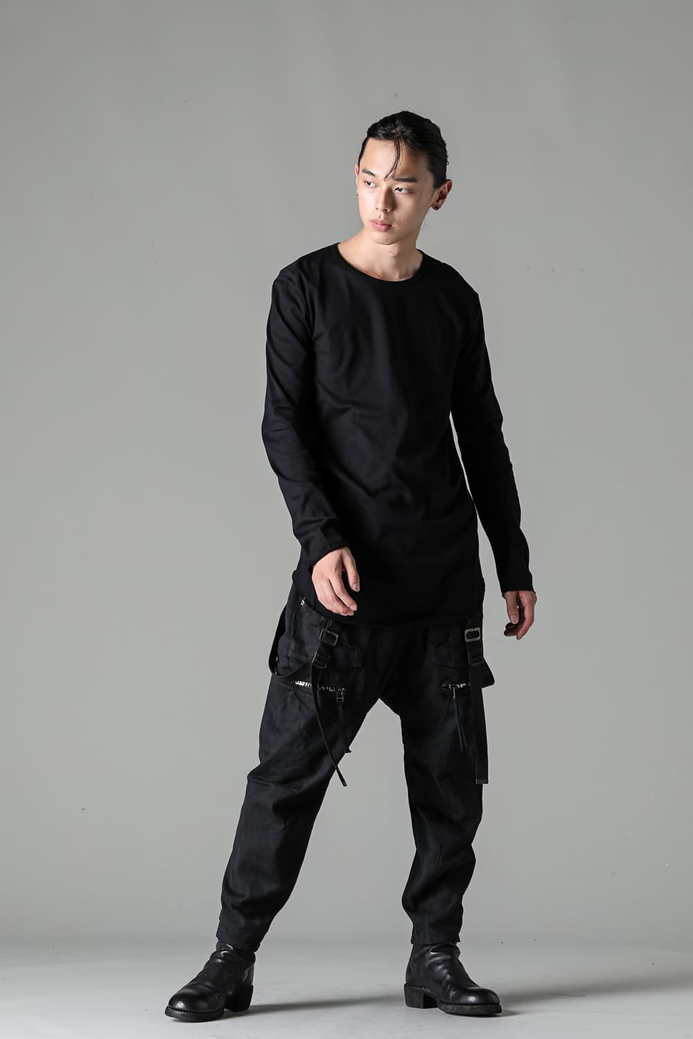 Low Gauge Cotton Jersey Long Sleeve T-Shirt Black