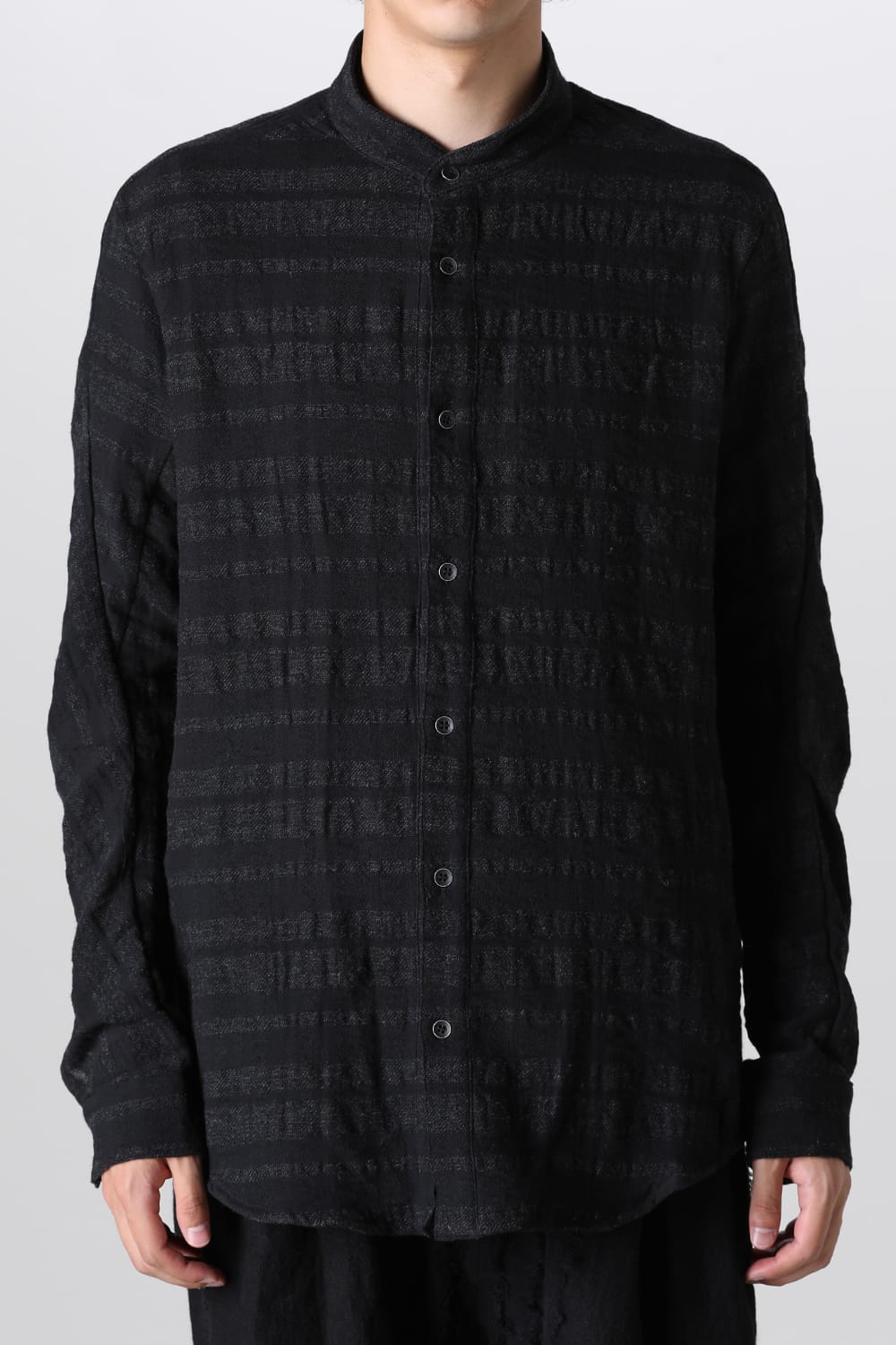 Shadow Striped Gauze Double Band Colored Shirt Black