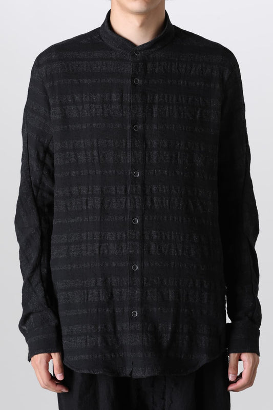 Shadow Striped Gauze Double Band Colored Shirt Black