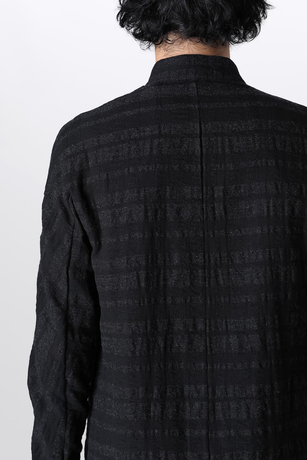 Shadow Striped Gauze Double Band Colored Shirt Black