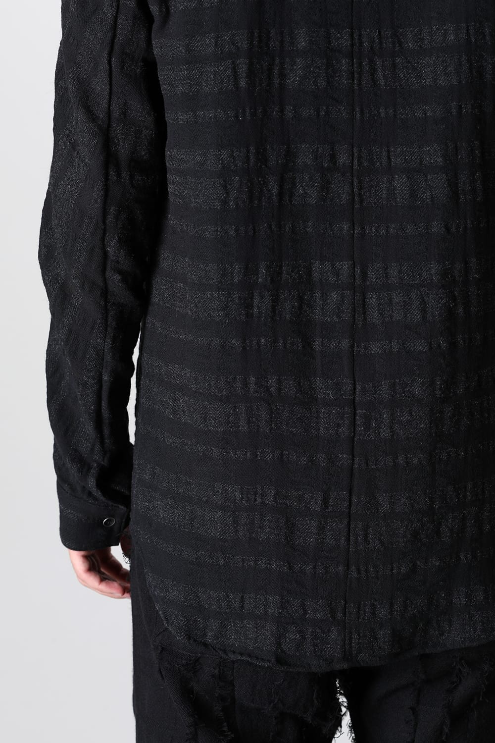 Shadow Striped Gauze Double Band Colored Shirt Black