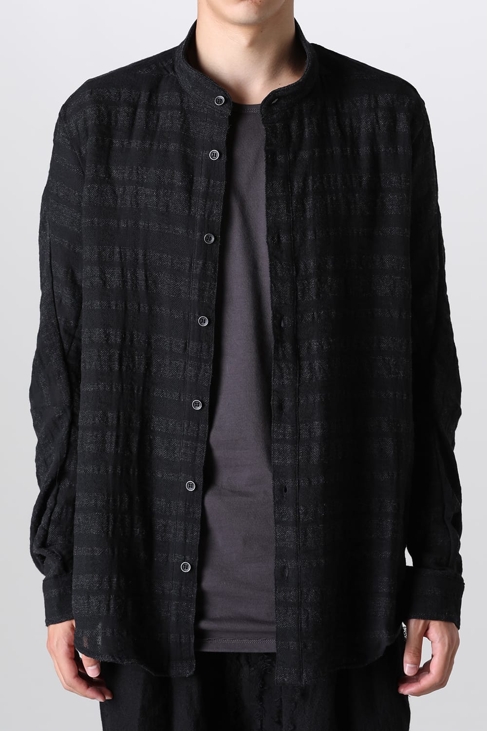 Shadow Striped Gauze Double Band Colored Shirt Black