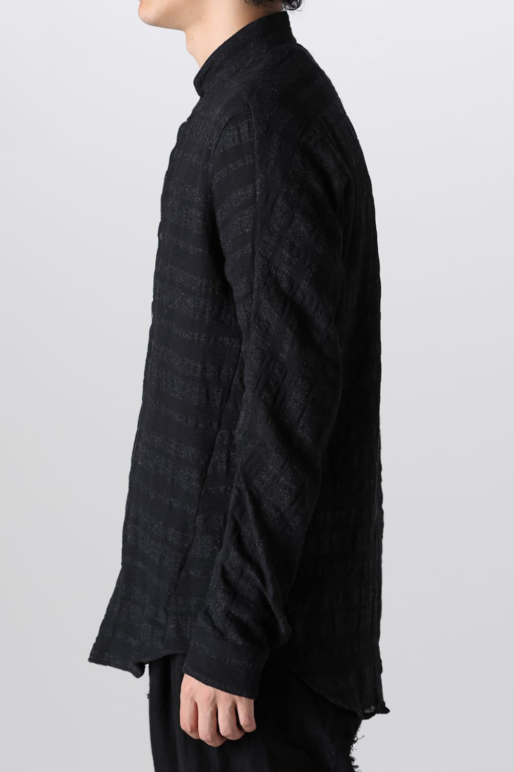 Shadow Striped Gauze Double Band Colored Shirt Black