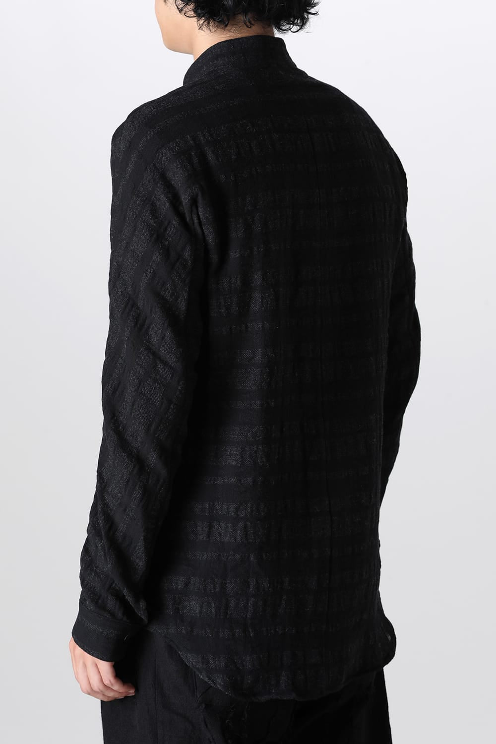 Shadow Striped Gauze Double Band Colored Shirt Black