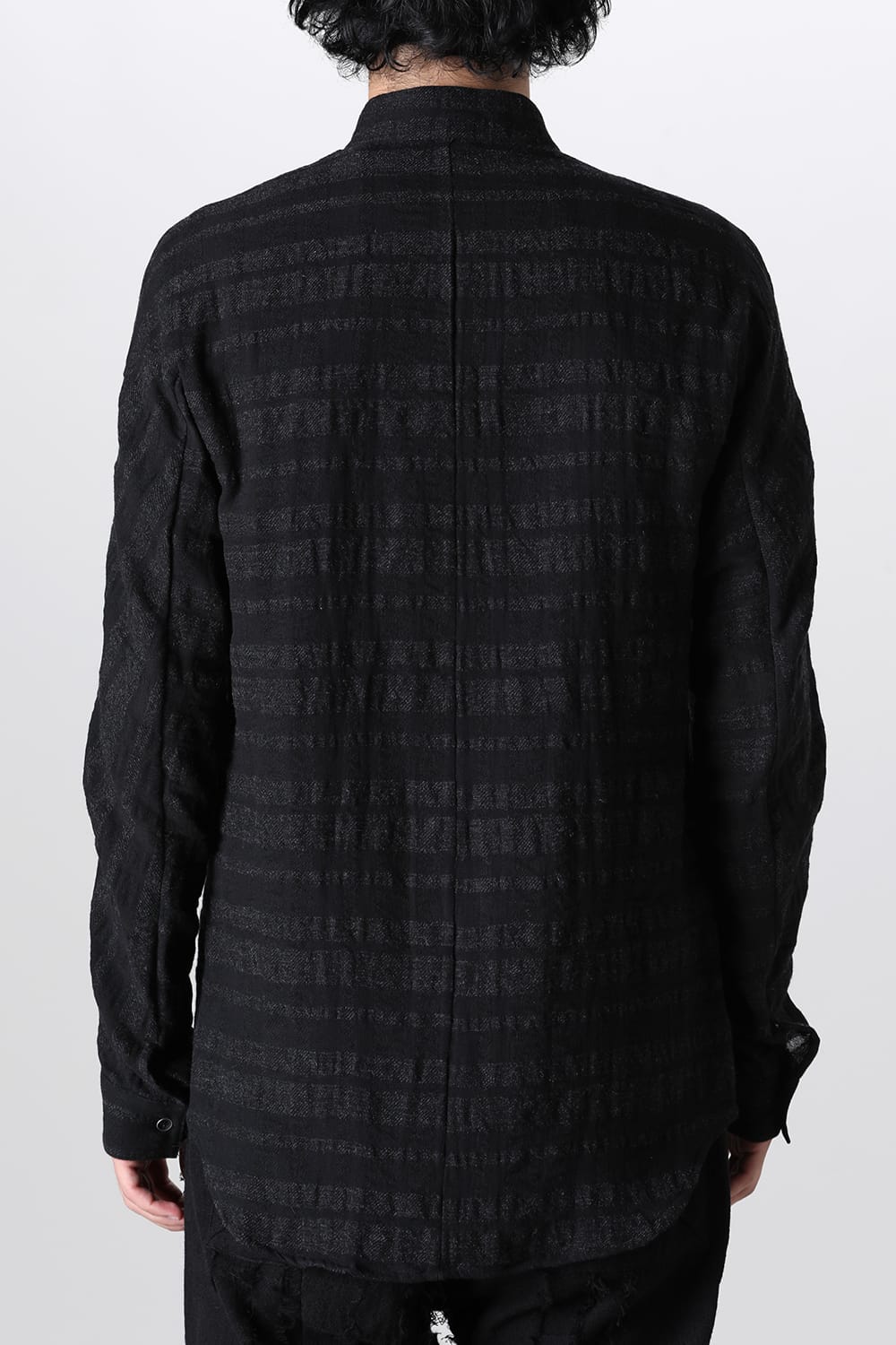 Shadow Striped Gauze Double Band Colored Shirt Black