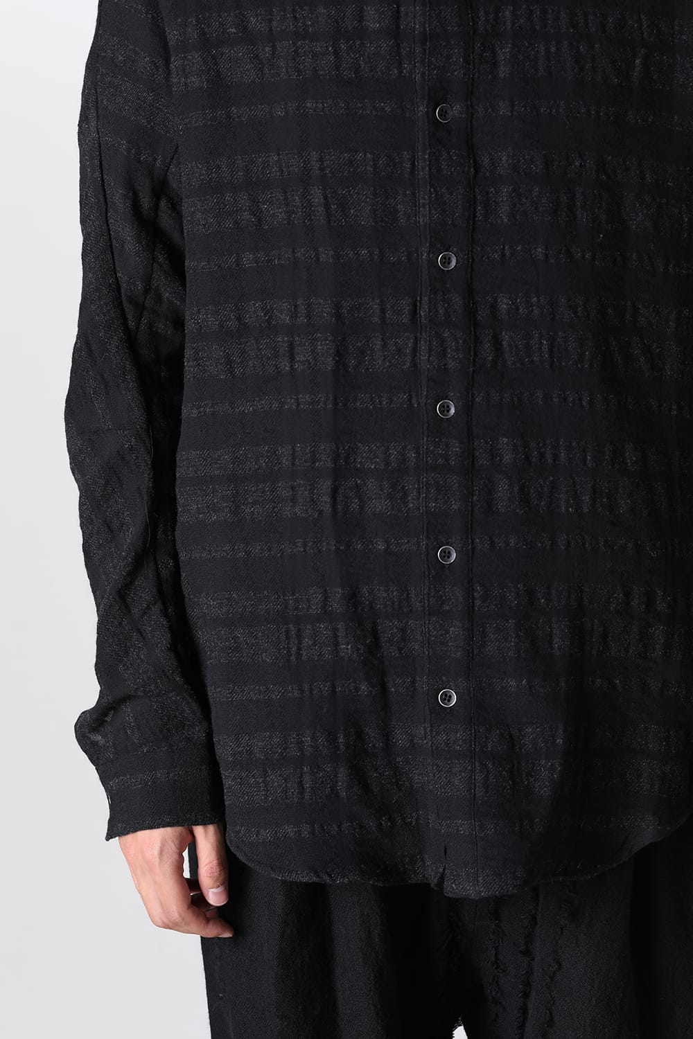 Shadow Striped Gauze Double Band Colored Shirt Black