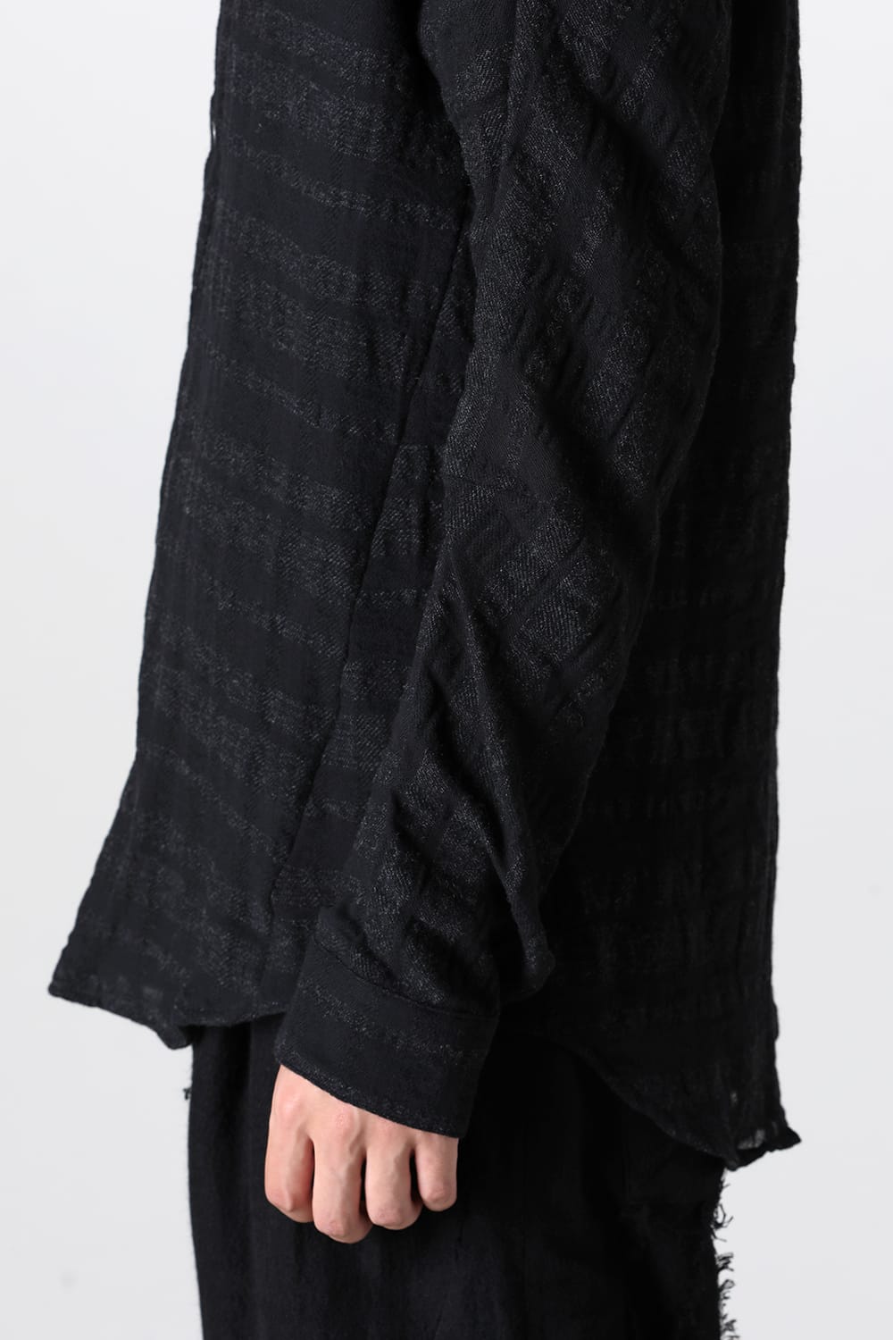 Shadow Striped Gauze Double Band Colored Shirt Black