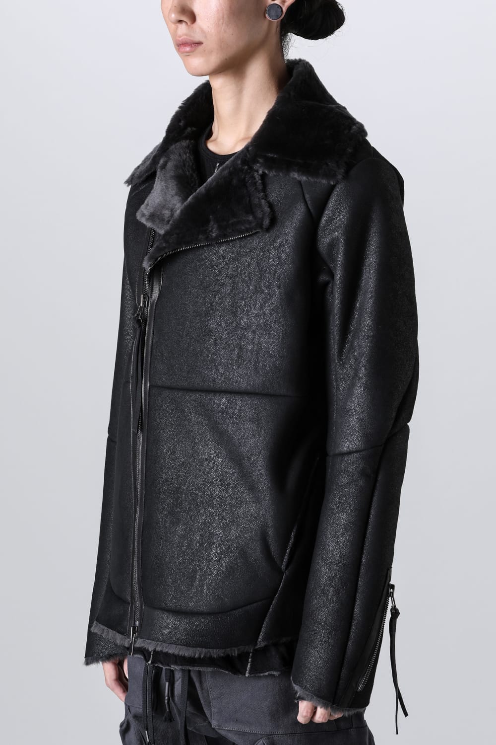 フレンチベイビーラムムートンWライダースジャケット