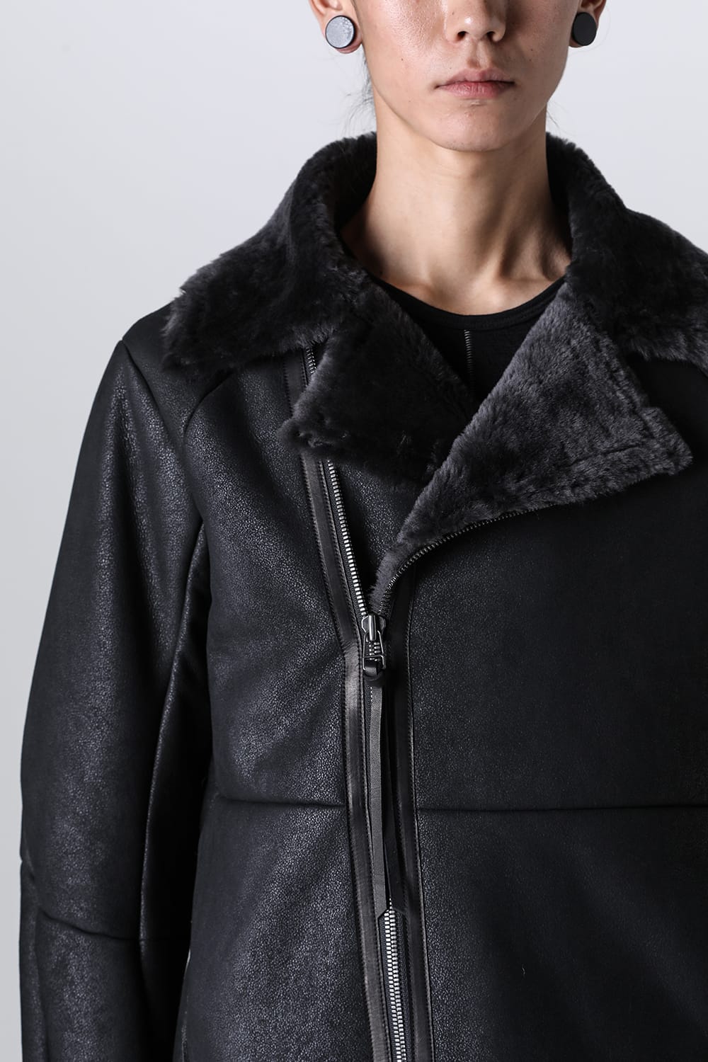 フレンチベイビーラムムートンWライダースジャケット