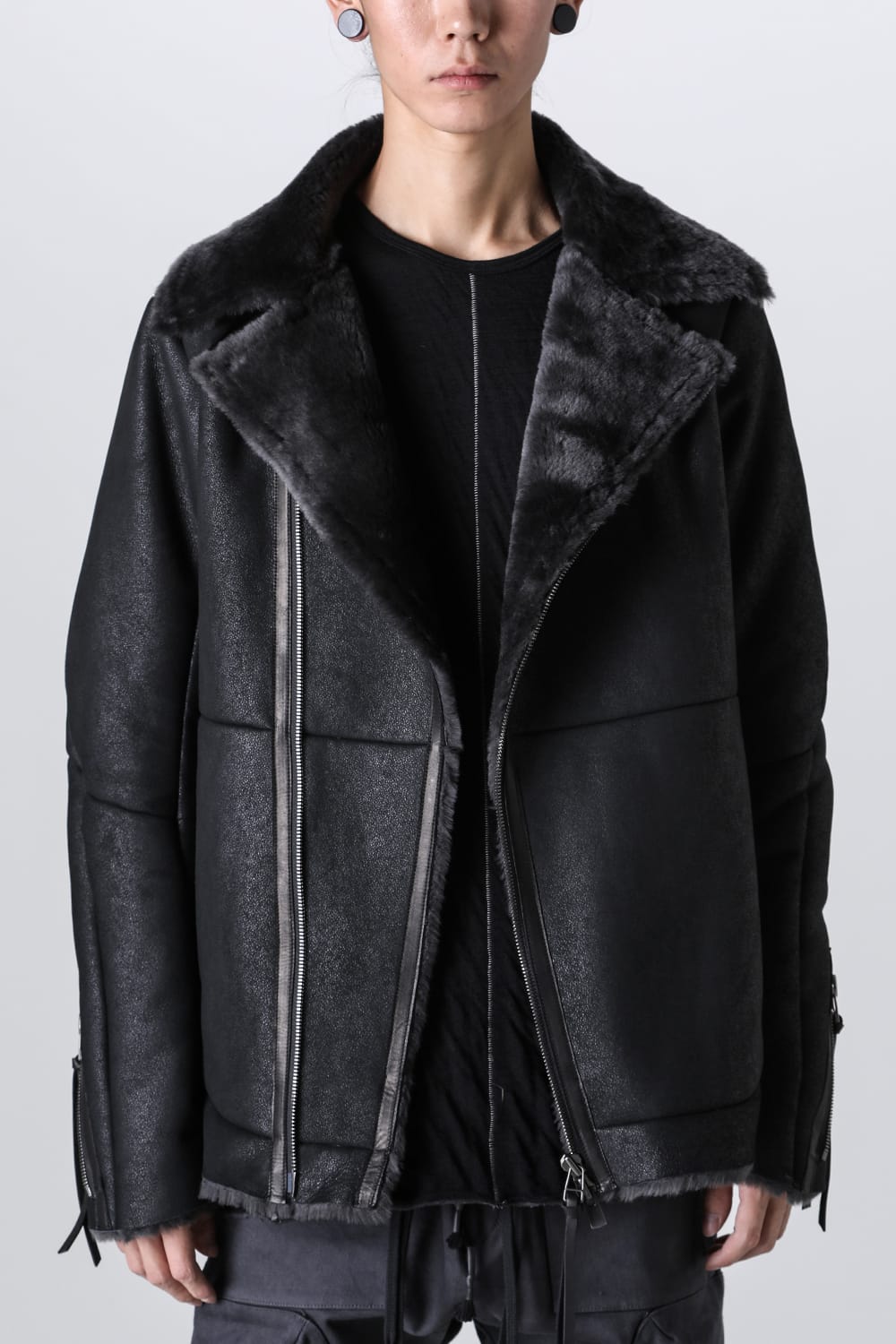 フレンチベイビーラムムートンWライダースジャケット