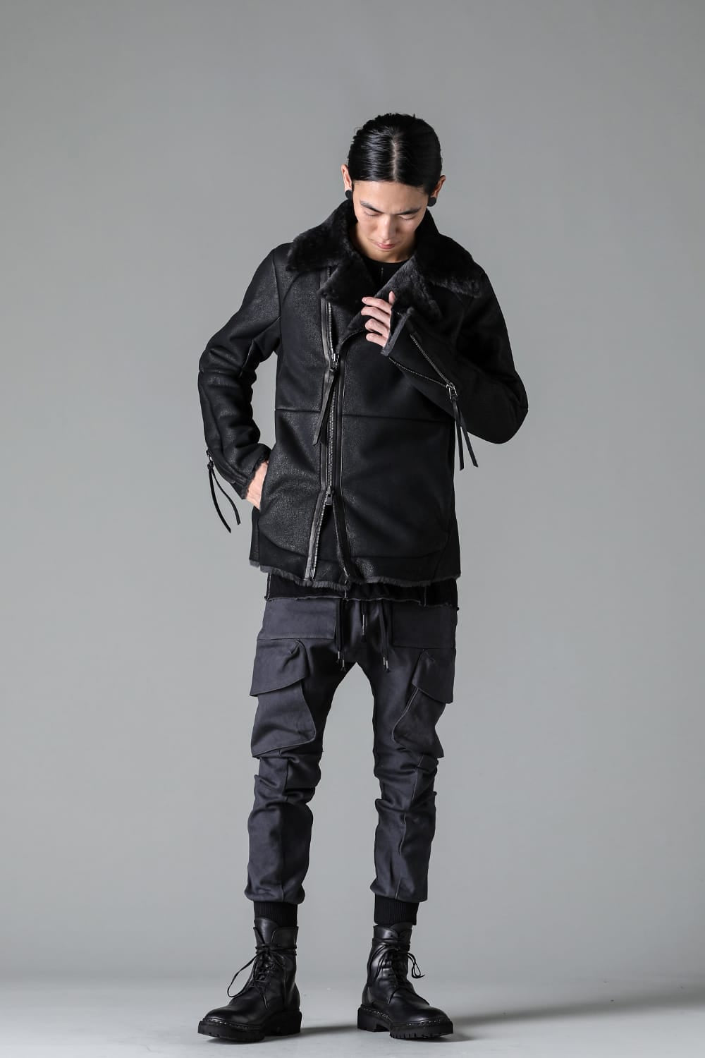 フレンチベイビーラムムートンWライダースジャケット