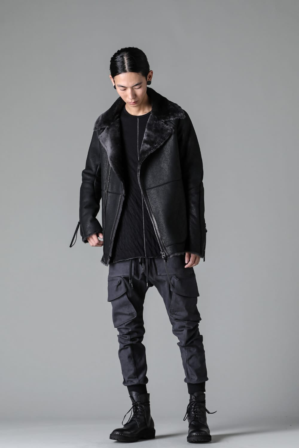 フレンチベイビーラムムートンWライダースジャケット