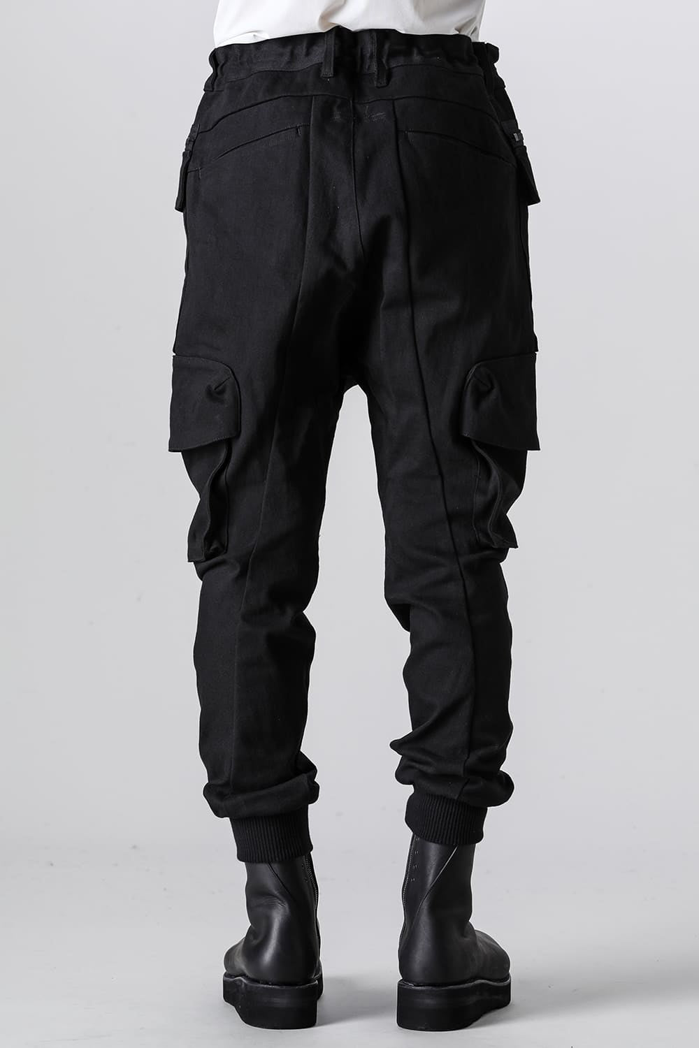 Super Stretch Cotton Denim Cargo Jog Pants Black