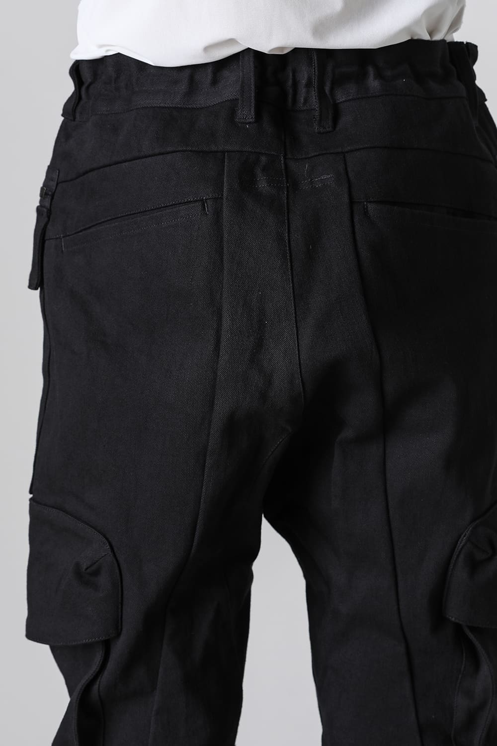 Super Stretch Cotton Denim Cargo Jog Pants Black