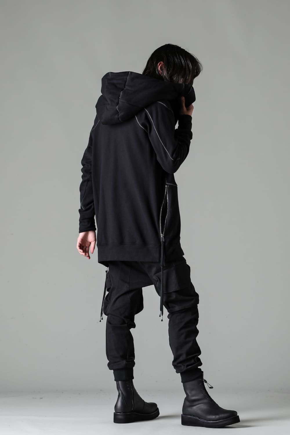 Super Stretch Cotton Denim Cargo Jog Pants Black