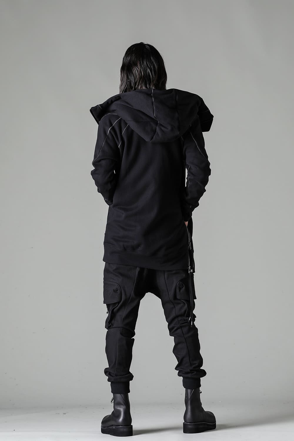 Super Stretch Cotton Denim Cargo Jog Pants Black