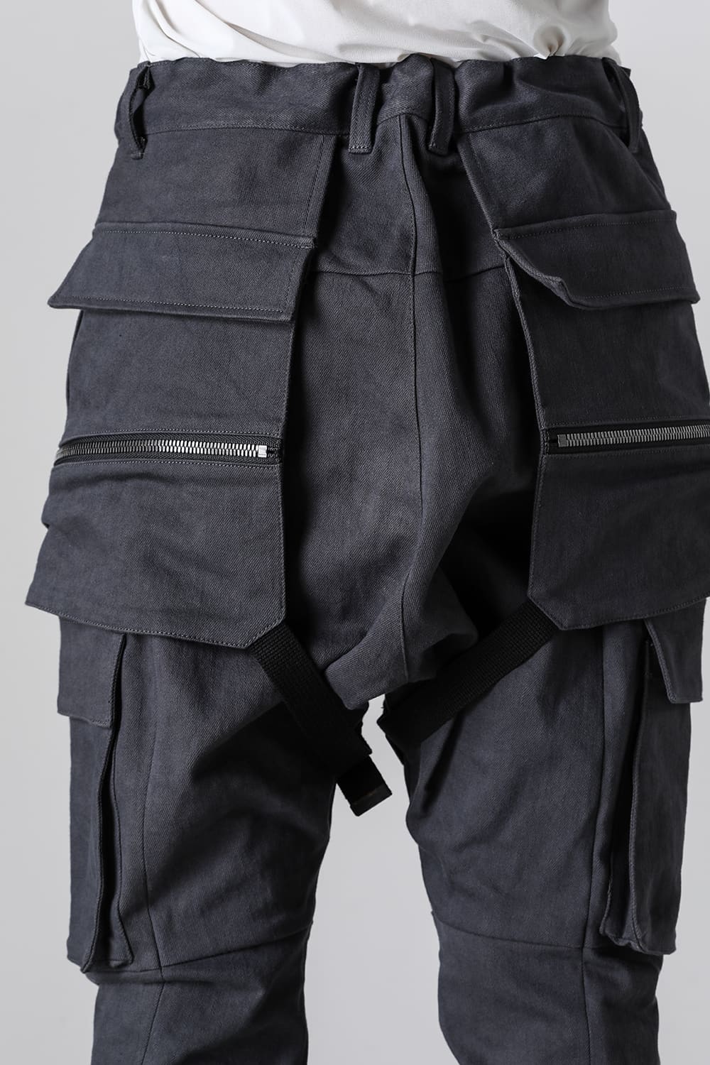 Super Stretch Cotton Denim Hanging Pocket Cargo Jog Pants Charcoal