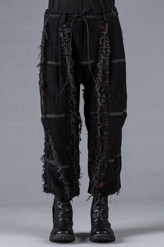 Destroy Random Stripe Wide Cropped Pants