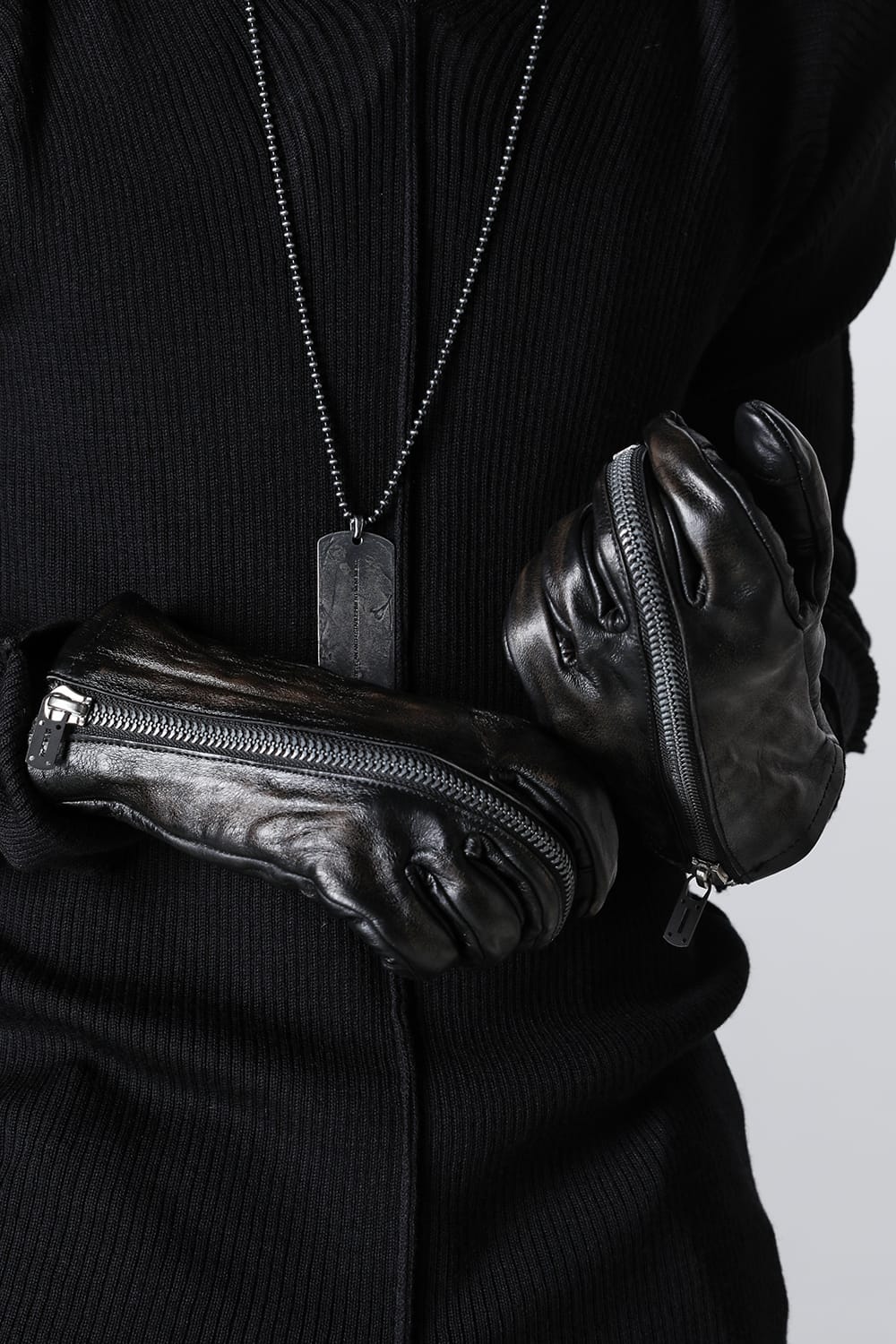 Horse Leather Zip Glove Charcoal