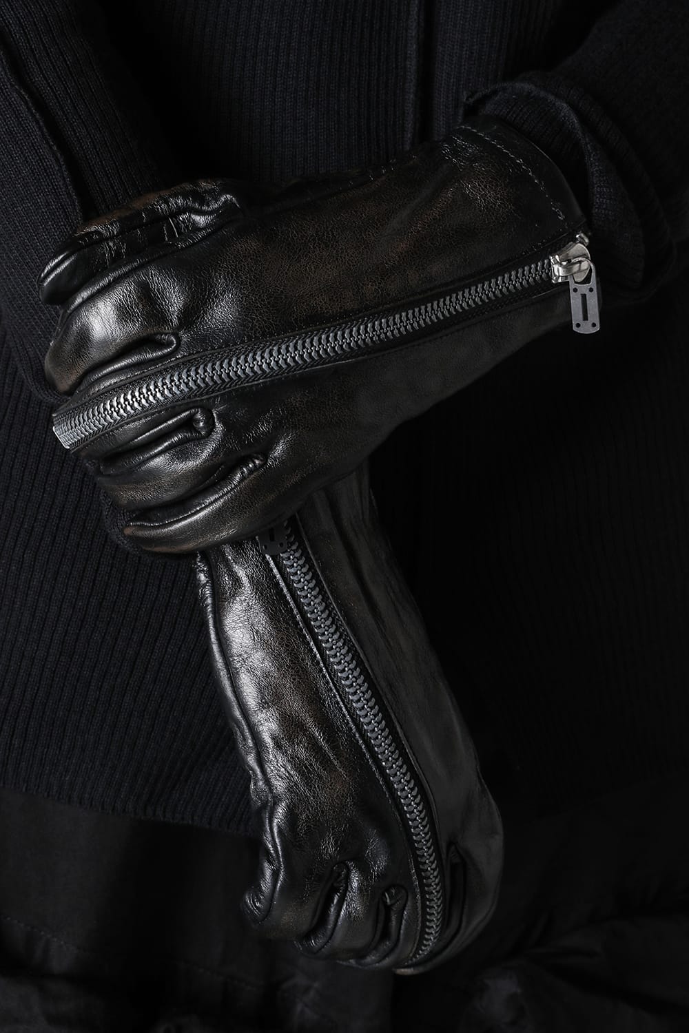 Horse Leather Zip Glove Charcoal