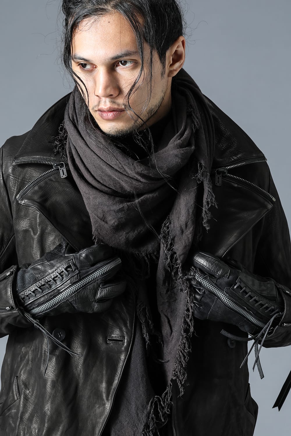 Patchwork Multi-Leather Zip Glove