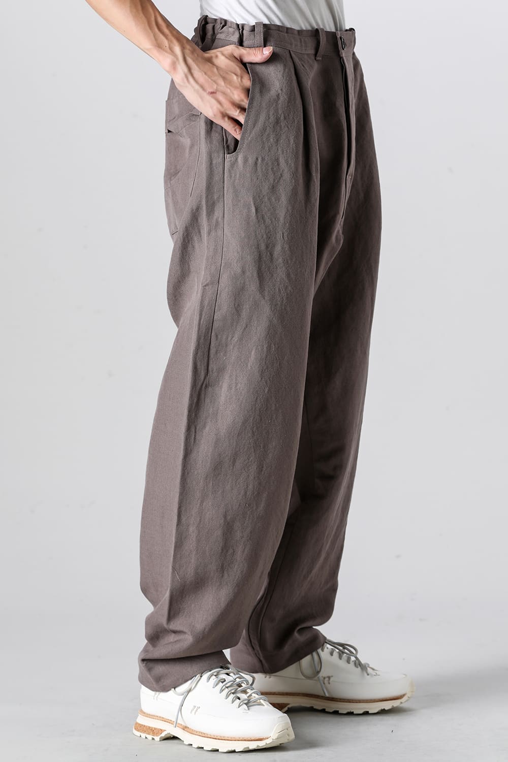 TROUSERS#68 Dove Wool Linen Twill