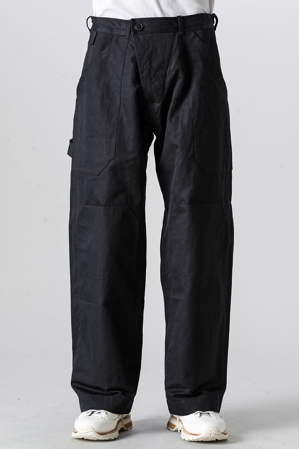 TROUSERS#75 Black Cotton Hemp Dense Twill