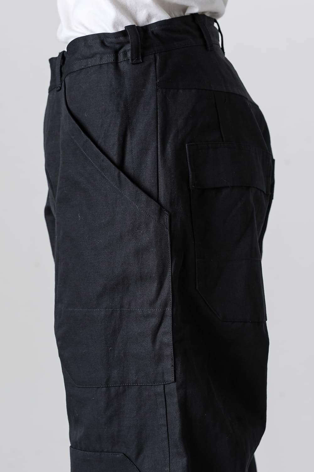 TROUSERS#75 Black Cotton Hemp Dense Twill