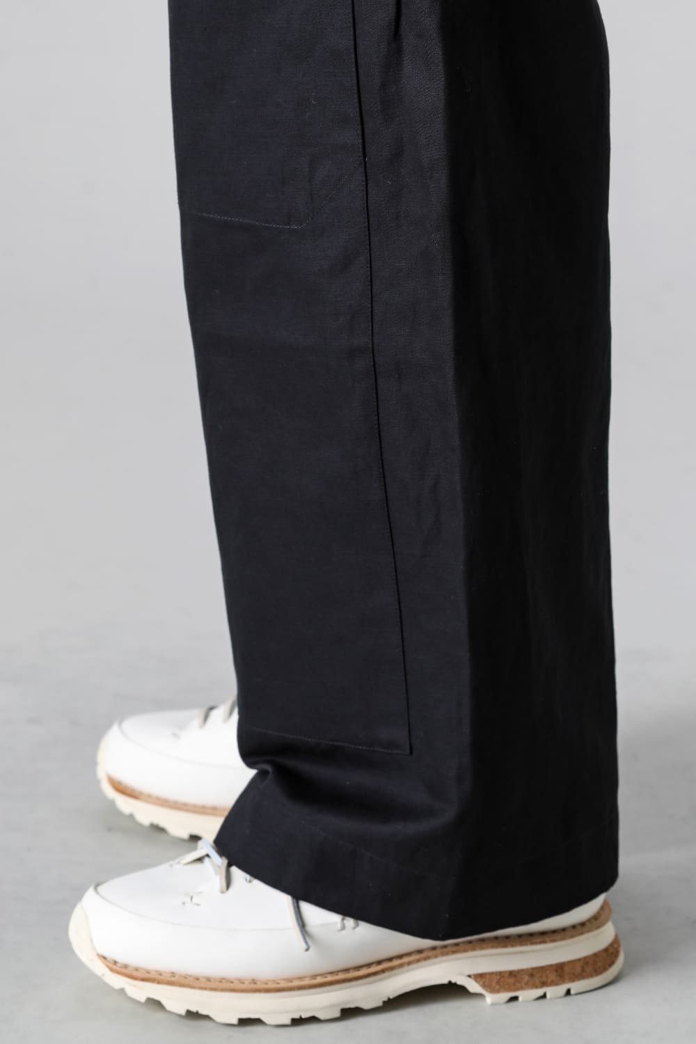 TROUSERS#75 Black Cotton Hemp Dense Twill