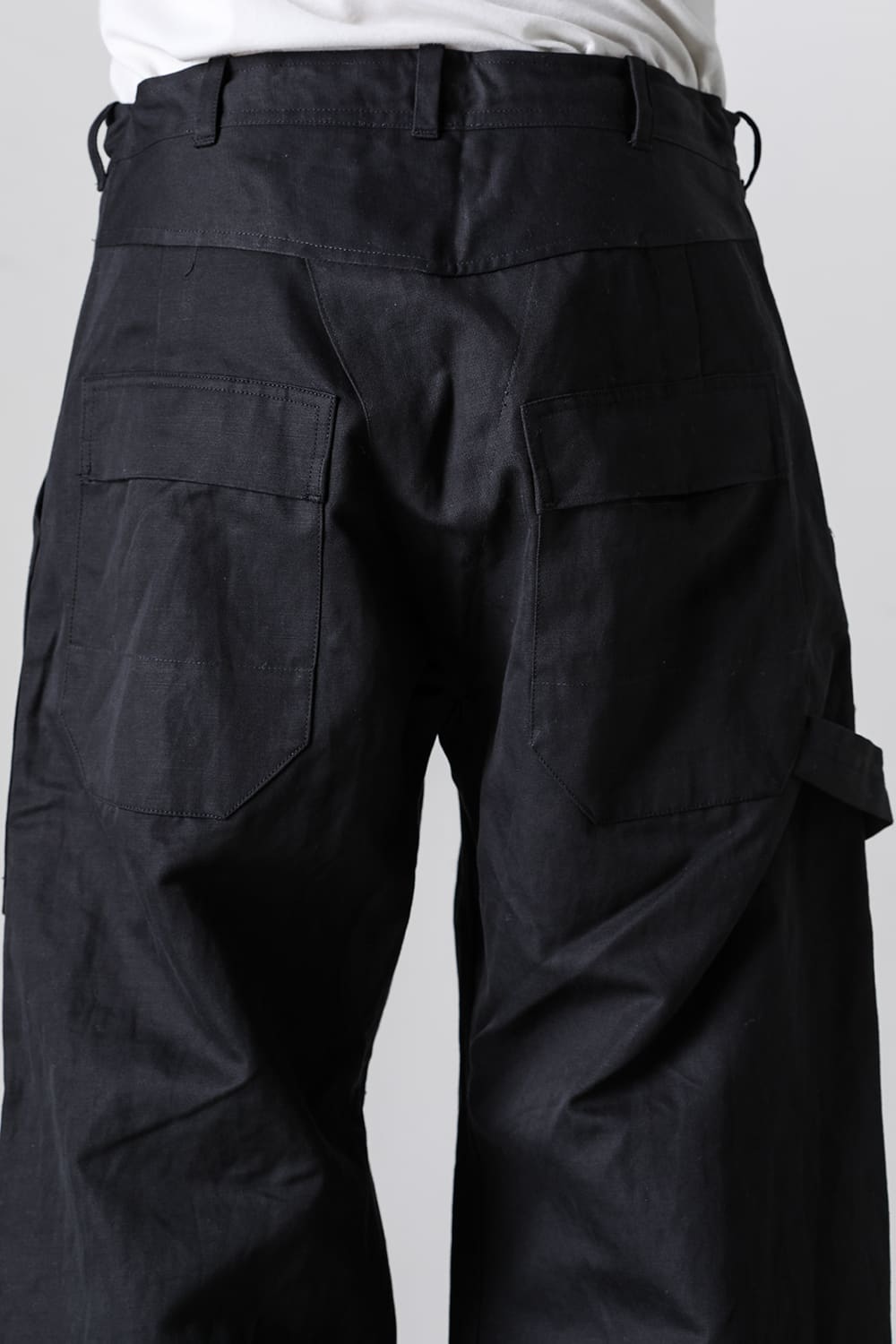 TROUSERS#75 Black Cotton Hemp Dense Twill