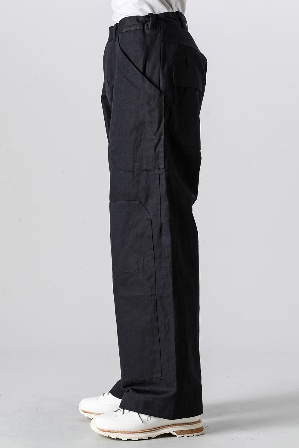 TROUSERS#75 Black Cotton Hemp Dense Twill