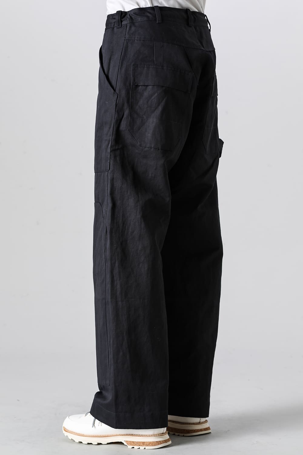 TROUSERS#75 Black Cotton Hemp Dense Twill