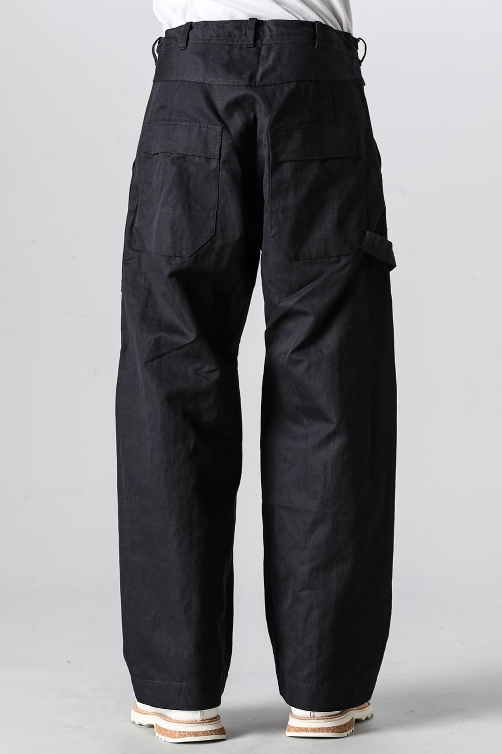 TROUSERS#75 Black Cotton Hemp Dense Twill