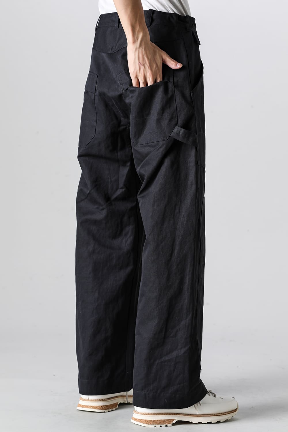 TROUSERS#75 Black Cotton Hemp Dense Twill