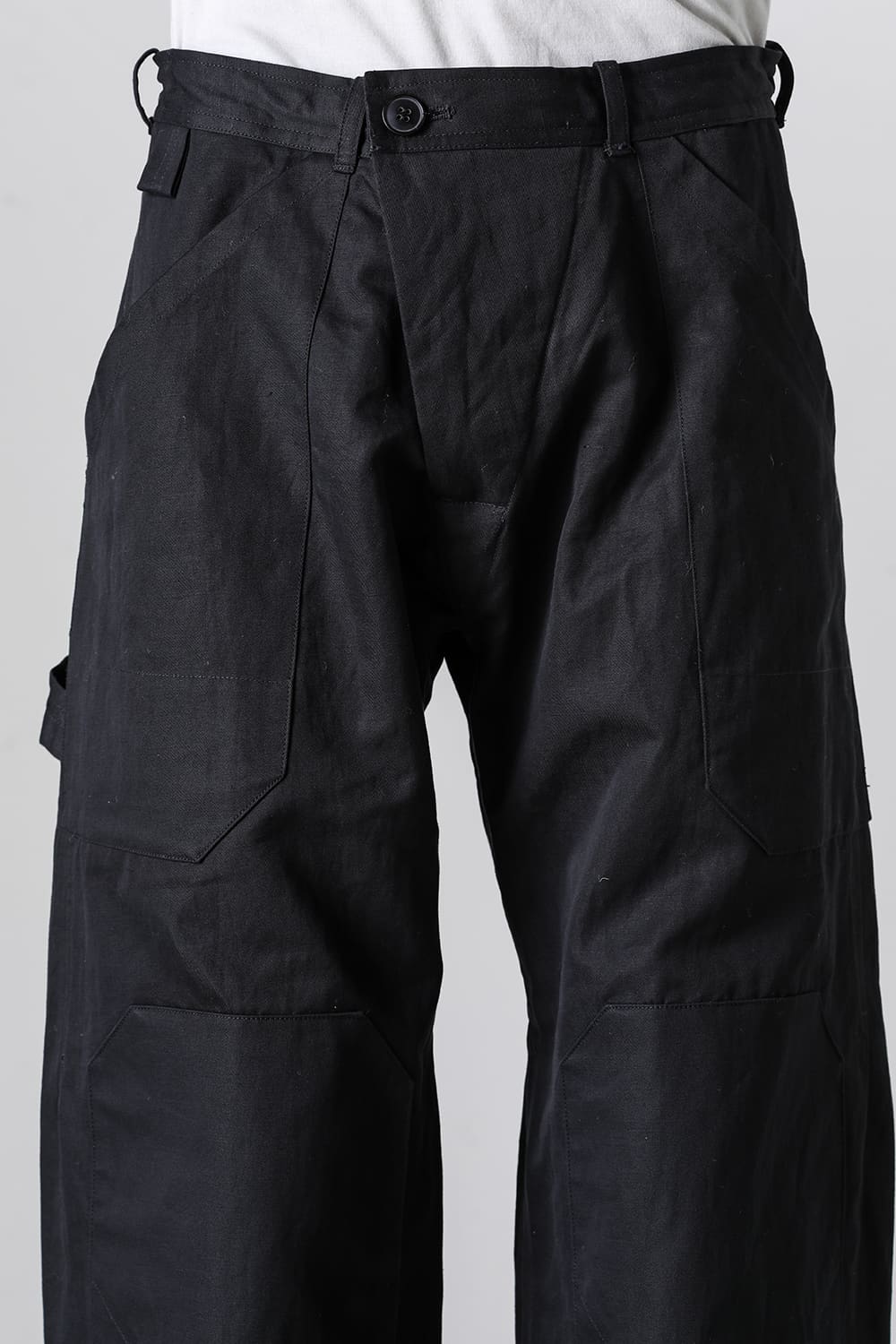 TROUSERS#75 Black Cotton Hemp Dense Twill