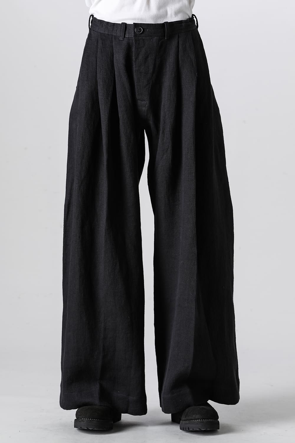 TROUSERS#76 Black Riged Linen