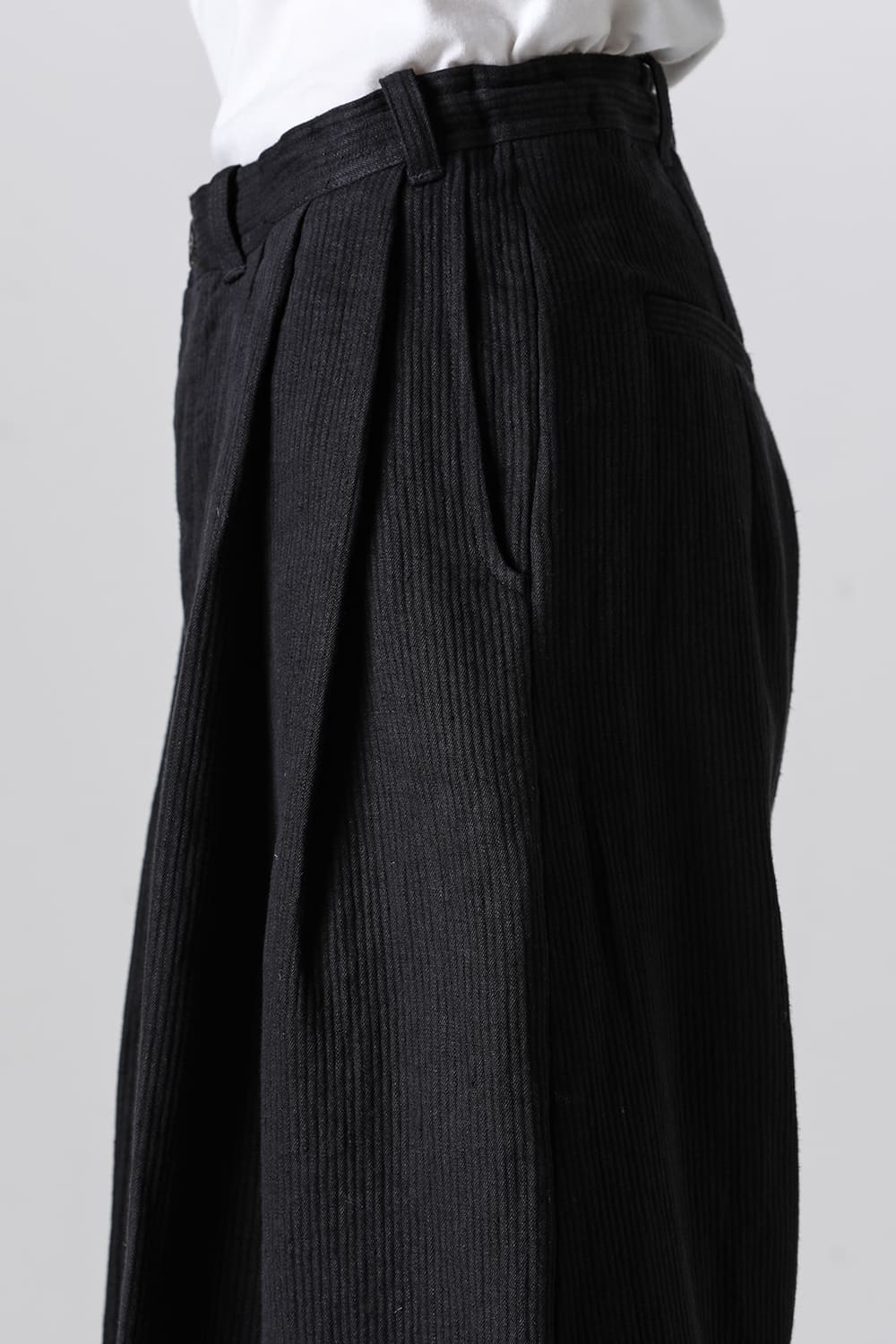 TROUSERS#76 Black Riged Linen