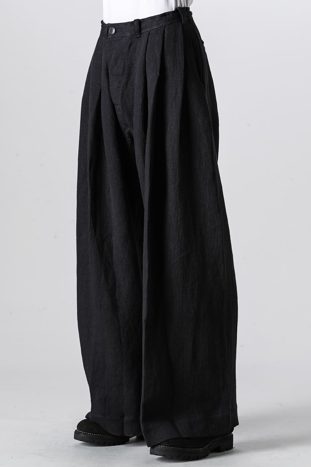 TROUSERS#76 Black Riged Linen