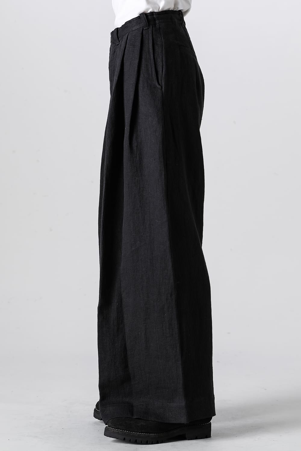 TROUSERS#76 Black Riged Linen