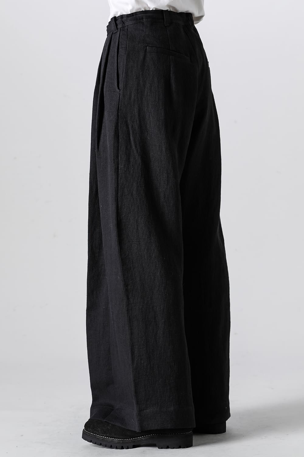 TROUSERS#76 Black Riged Linen