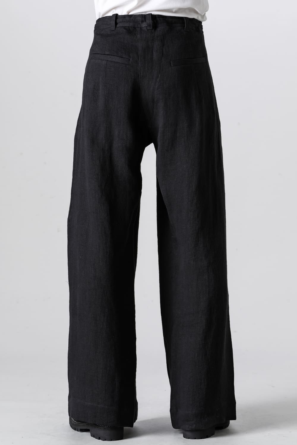 TROUSERS#76 Black Riged Linen