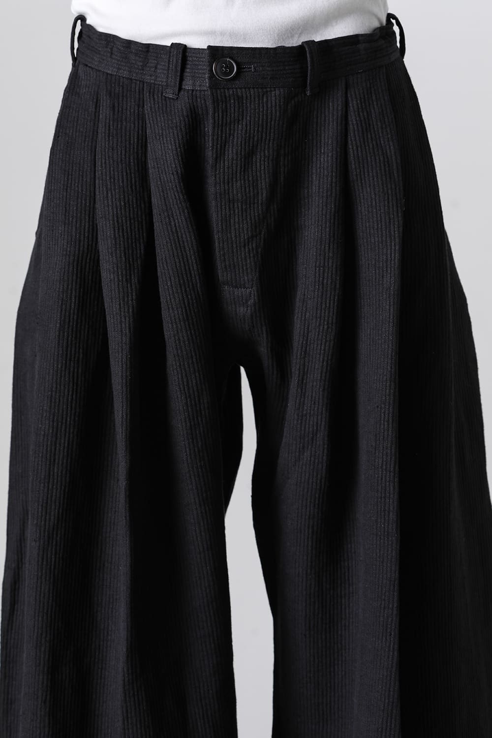 TROUSERS#76 Black Riged Linen