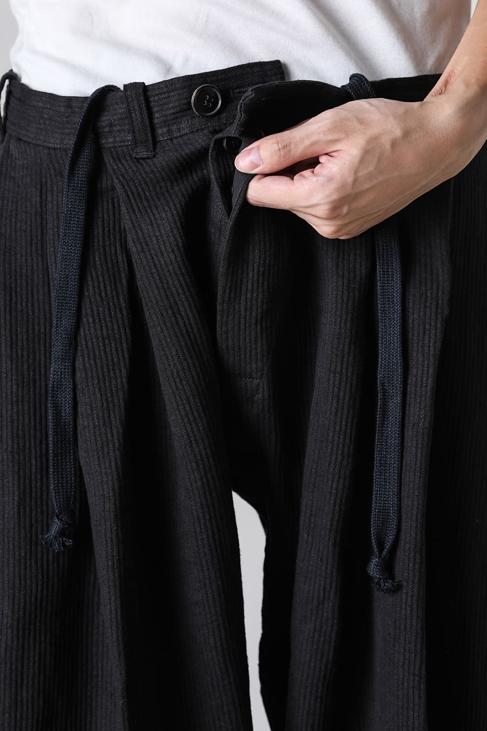 TROUSERS#76 Black Riged Linen